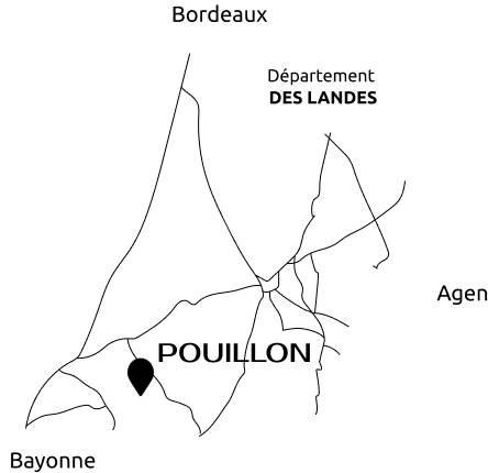 Position de Pouillon sur la carte des Landes